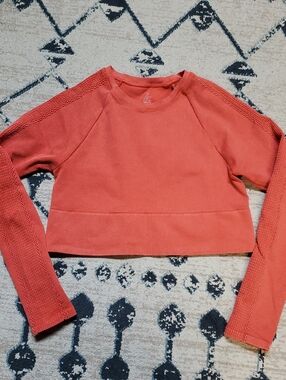 aerie Coral Ribbed Cropped Athletic Top